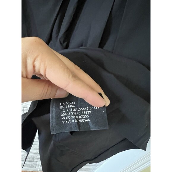 Club Monaco Black Cotton Square Neck Midi Back Slit Dress Sz 8 - Picture 10 of 14